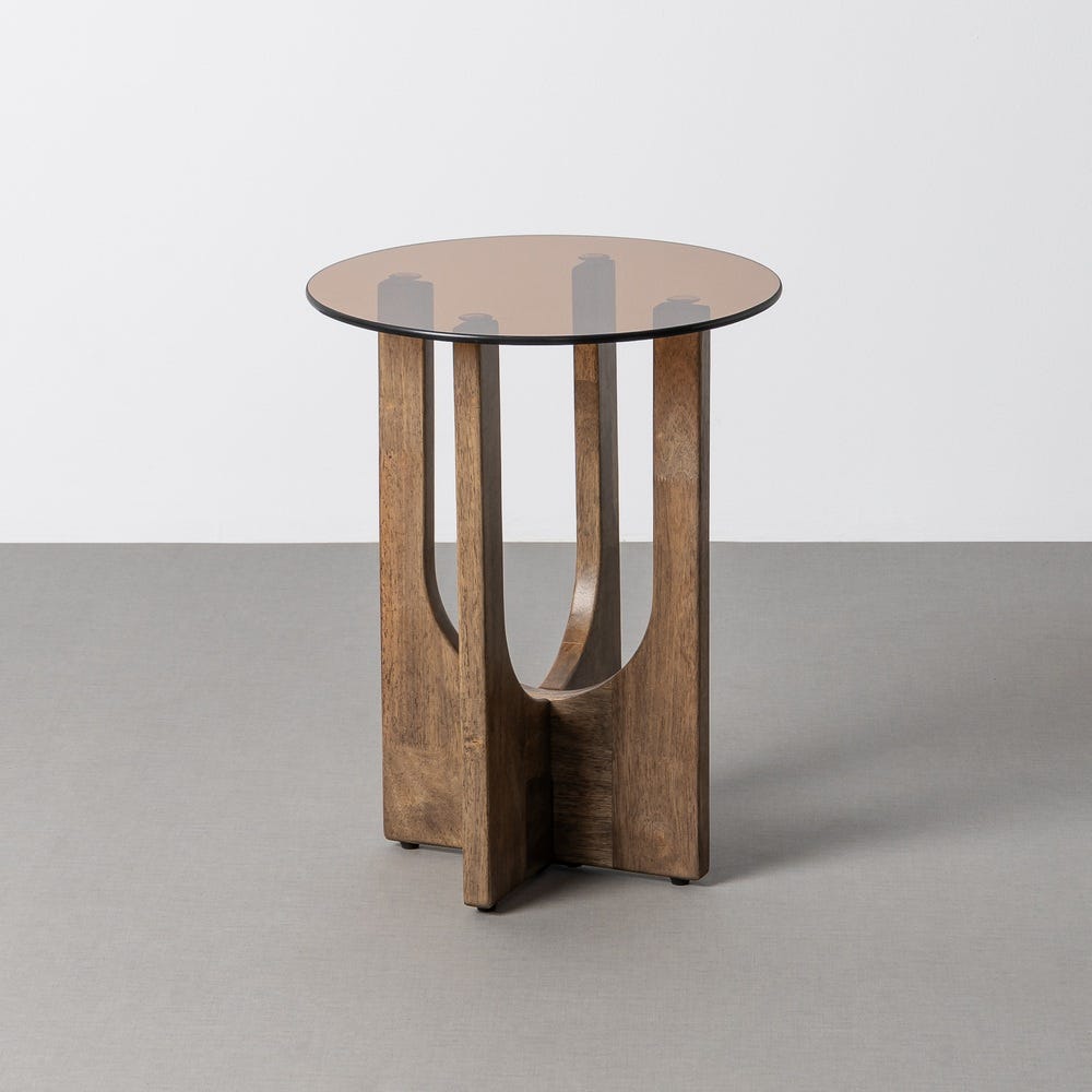Mesa de apoio castanho Madeira-Crystal Amy 40 x 40 x 51 cm