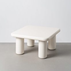 Mesa de centro em MDF laqueado creme - Sala 78 x 78 x 41 cm