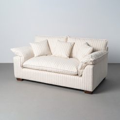 Sofá 2 Lugares Listras Tecido Creme 178 X 101 X 71 Cm