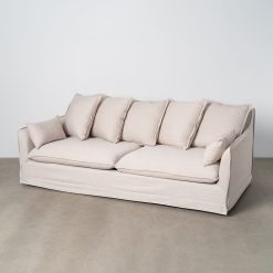 Sofá bege de 3 lugares Dmf-Tela Room 212 x 104 x 84 cm