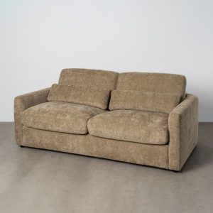 Sofá-cama verde em MDF e metal para quarto