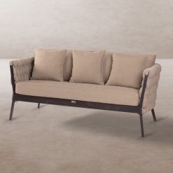 Sofá de 2 lugares Rebecca em alumínio cor taupe