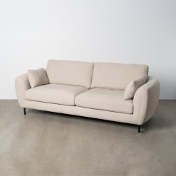 Sofá de 3 lugares Creme Telido-Metal 229 x 92 x 88 cm