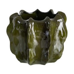 Vaso de flores decorativo em cerâmica verde