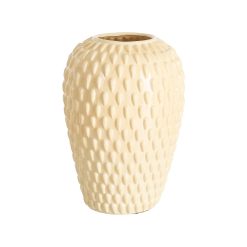 Vaso decorativo de cerâmica creme