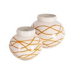 Alternative view of Vidro decorativo em metal Branco-Mostarda. 23 x 23 x 20 cm