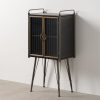Vitrine Metal-Cristal Preto-Ouro 58 X 40 X 120 Cm