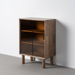 Vitrine castanho Madeira-Crystal Amy 70 x 40 x 100 cm