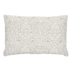 Almofada Branco-Verde Algodão Decoração 40 X 60 Cm (2 Unidades)