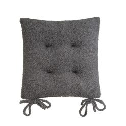 Almofada De Cadeira Sherpa Bouclé Cinza 40 X 7 X 40 Cm (4 Unidades)