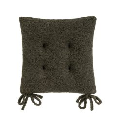 Almofada De Cadeira Sherpa Bouclé Verde 40 X 7 X 40 Cm (4 Unidades)