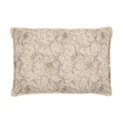 Almofada Flores Bege Escuro 60 X 40 Cm (2 Unidades)