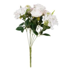 Bouquet Rosas Branco Pvc-Tecido 43 Cm (6 unidades)