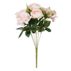 Bouquet Rosas Rosa Pvc-Tecido Decoração 43 Cm (6 unidades)