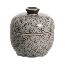 Caixa Branco-Castanho Porcelana Decoração 15 X 15 X 13 Cm