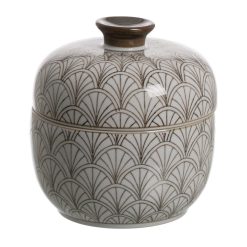 Caixa Branco-Castanho Porcelana Decoração 18 X 18 X 19 Cm