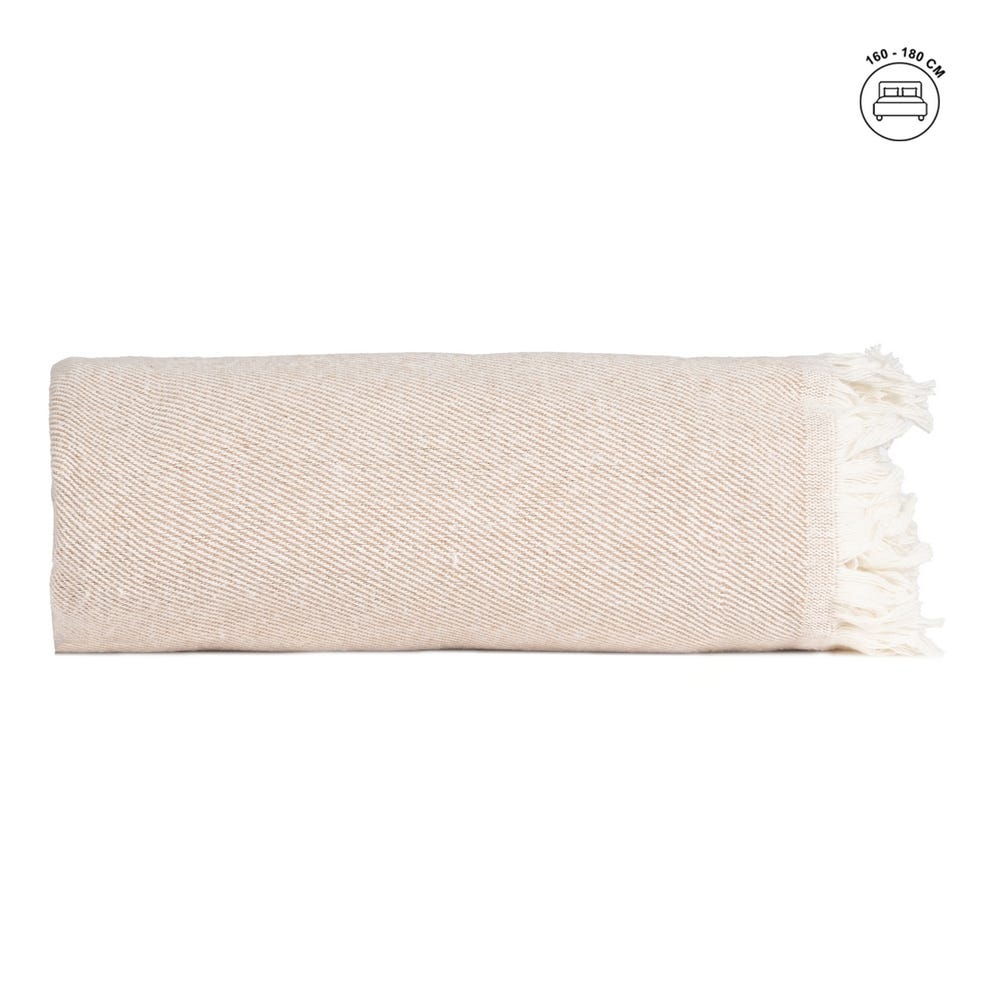 Colcha Camel Algodão Têxtil/Casa 280 X 260 Cm