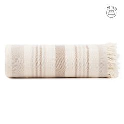 Colcha Listras Bege-Castanho Algodão 250 X 260 Cm