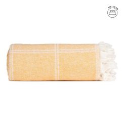 Colcha Quadros Mostarda Algodão 250 X 260 Cm