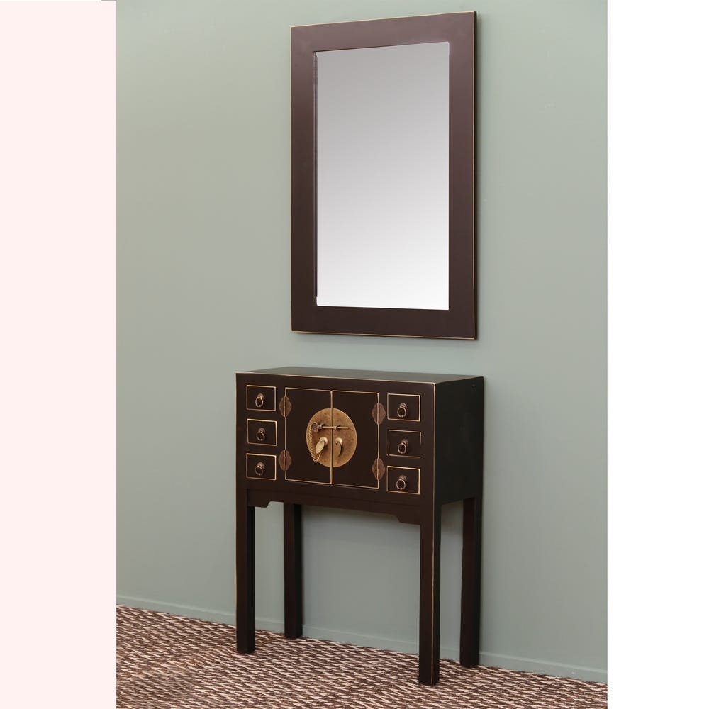 Consola 2 Portas E 6 Gavetas Preto 63 X 26 X 80 Cm - Image 3
