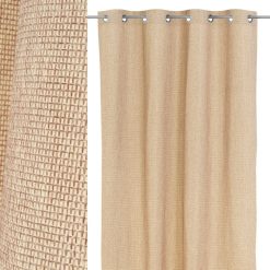 Cortina Faux Linen Opaca Natura Natural 140 X 260 Cm (2 Unidades)