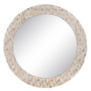 Espelho Parede Branco Escovado Madeira 76 X 2 X 76 Cm