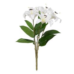 Flor Lirio Branco Goma Decoração 58 Cm (6 unidades)