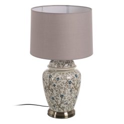 Luminária de Mesa Branco-Cinza Porcelana 23 X 23 X 44 Cm