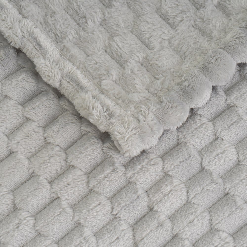 Manta Flanela-Jacquard Mid Century Cinza 130 X 160 Cm (2 Unidades) - Image 2