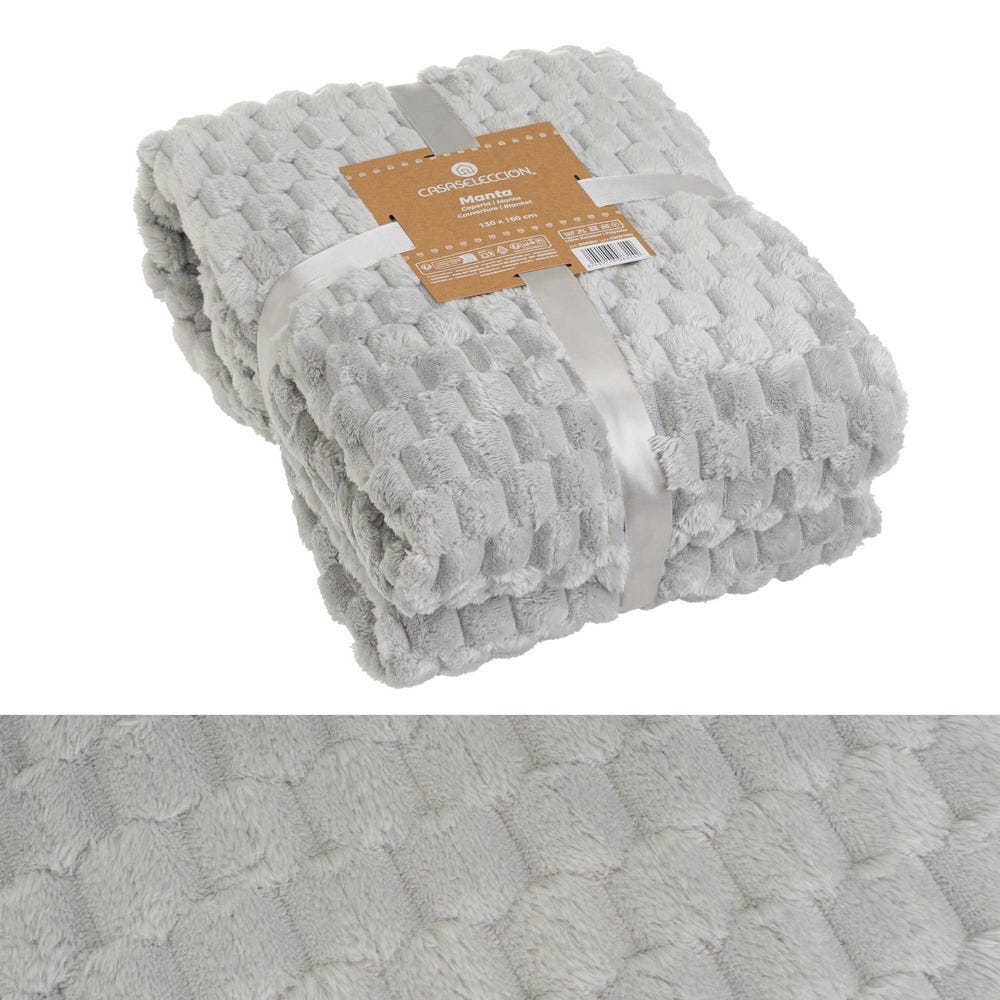Manta Flanela-Jacquard Mid Century Cinza 130 X 160 Cm (2 Unidades)