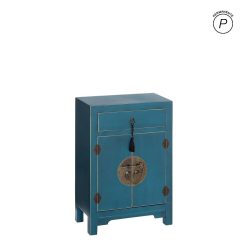 Mesa de Cabeceira 2 Portas E 1 Gaveta Azul Mdf- 45 X 26 X 69 Cm
