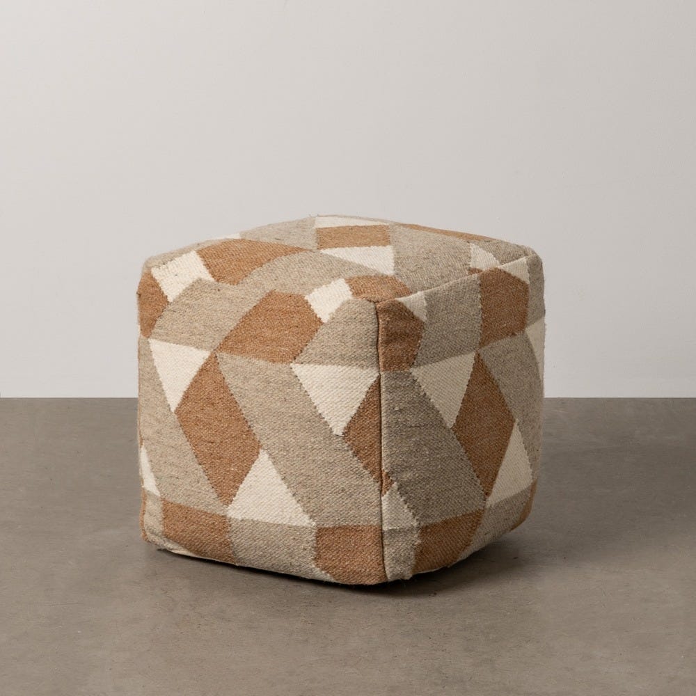 Puf Multicolor Lã-Algodão Decoração 45 X 45 X 45 Cm