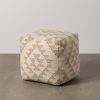 Puf Natural Branco Lã-Algodão Decoração 45 X 45 X 45 Cm