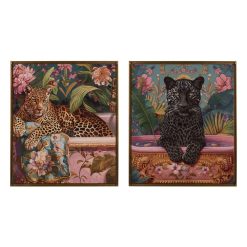 Quadro Leopardo-Pantera 2 M Tecido 85 X 100 Cm ( 2 unidades)