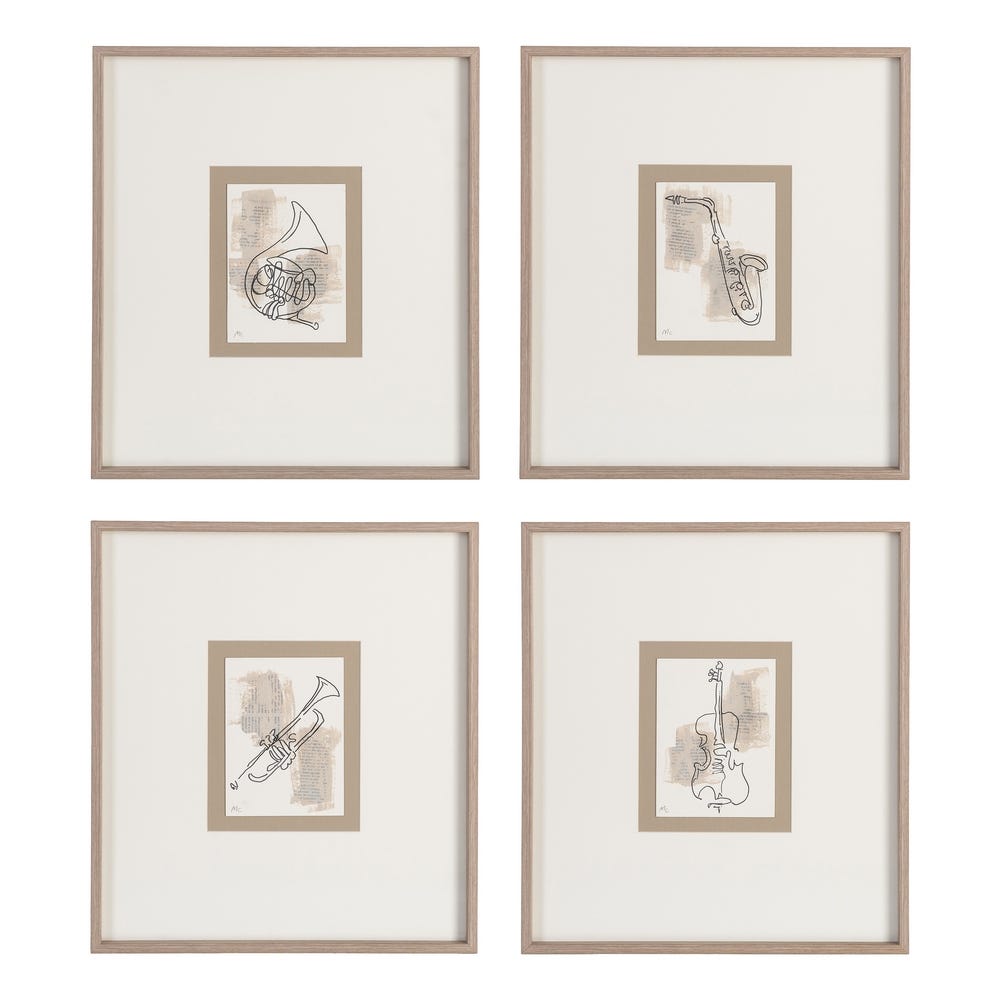 Quadro Pintura Instrumentos 4 M 44 X 50 Cm (4 unidades)