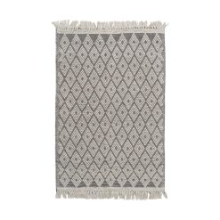 Tapete Branco-Preto Tecido Decoração 160 X 230 Cm