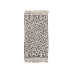 Tapete Branco-Preto Tecido Decoração 80 X 150 Cm