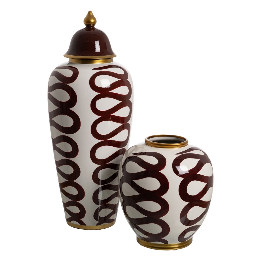Tibor Branco-Castanho Porcelana 25 X 25 X 63 Cm - Image 2