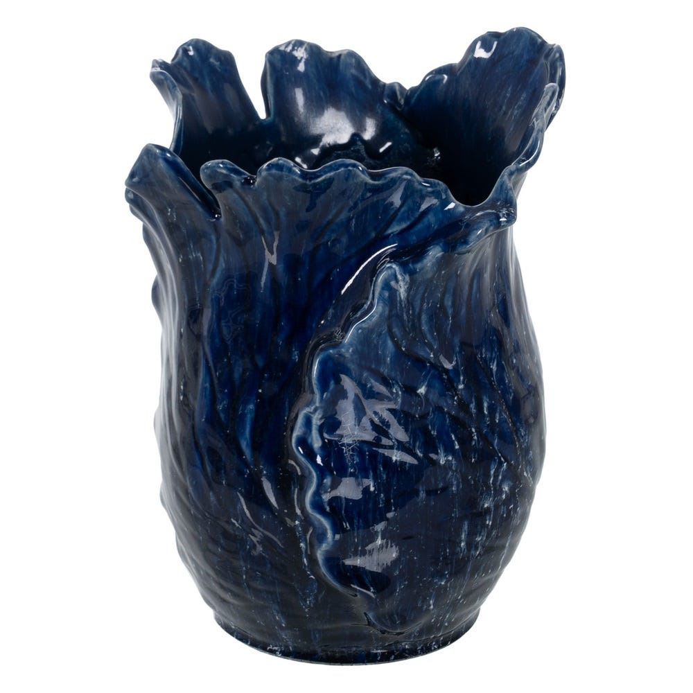 Vaso Azul Cerâmica Decoração 21 X 21 X 27 Cm