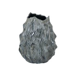 Vaso Azul Cerâmica Decoração 26 X 26 X 31