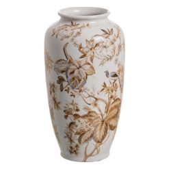 Vaso Branco-Castanho Porcelana Decoração 23 X 23 X 36 Cm