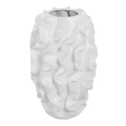 Vaso Branco Cerâmica Decoração 33 X 33 X 48 Cm