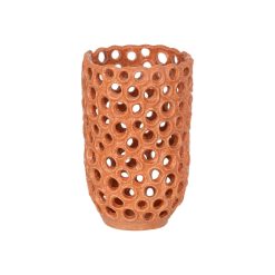 Vaso Laranja Cerâmica Decoração 20 X 20 X 32 Cm