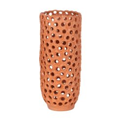 Vaso Laranja Cerâmica Decoração 24 X 23