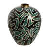 Vaso Preto-Verde Porcelana Decoração 28 X 28 X 34 Cm