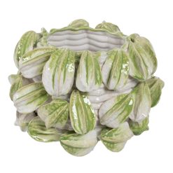 Vaso Verde-Branco Cerâmica Decoração 33